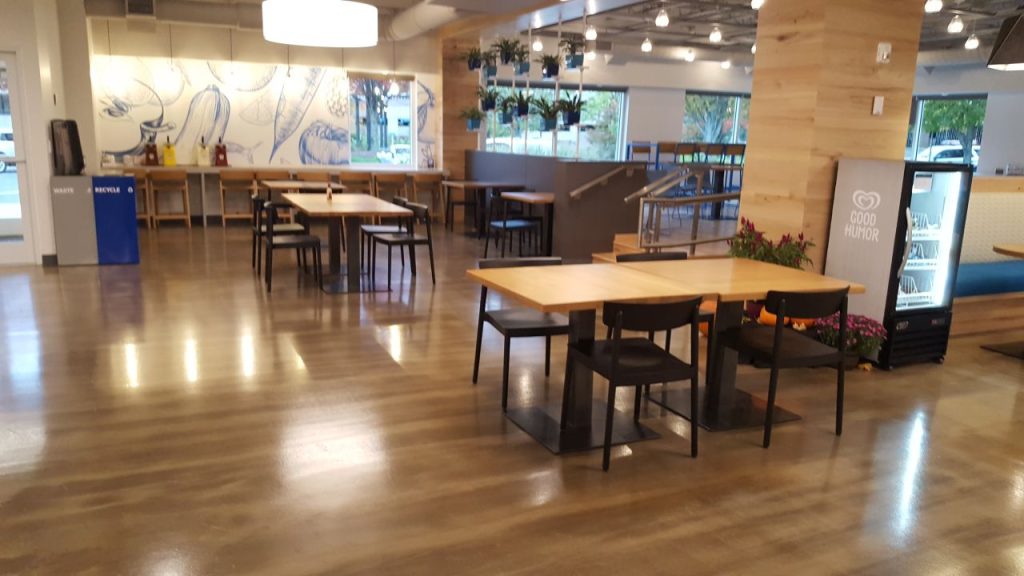 resin coated concrete flooring in restaurant 